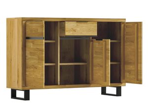 Miniaturka 2 - Komoda na czarnej ramie z szufladami i drzwiczkami