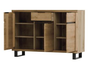 Miniaturka 3 - Komoda z dolnymi półkami i szufladą, czarne akcenty