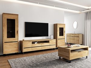 Miniaturka 5 - Zestaw mebli do salonu z TV i komodą w kolorze dębu