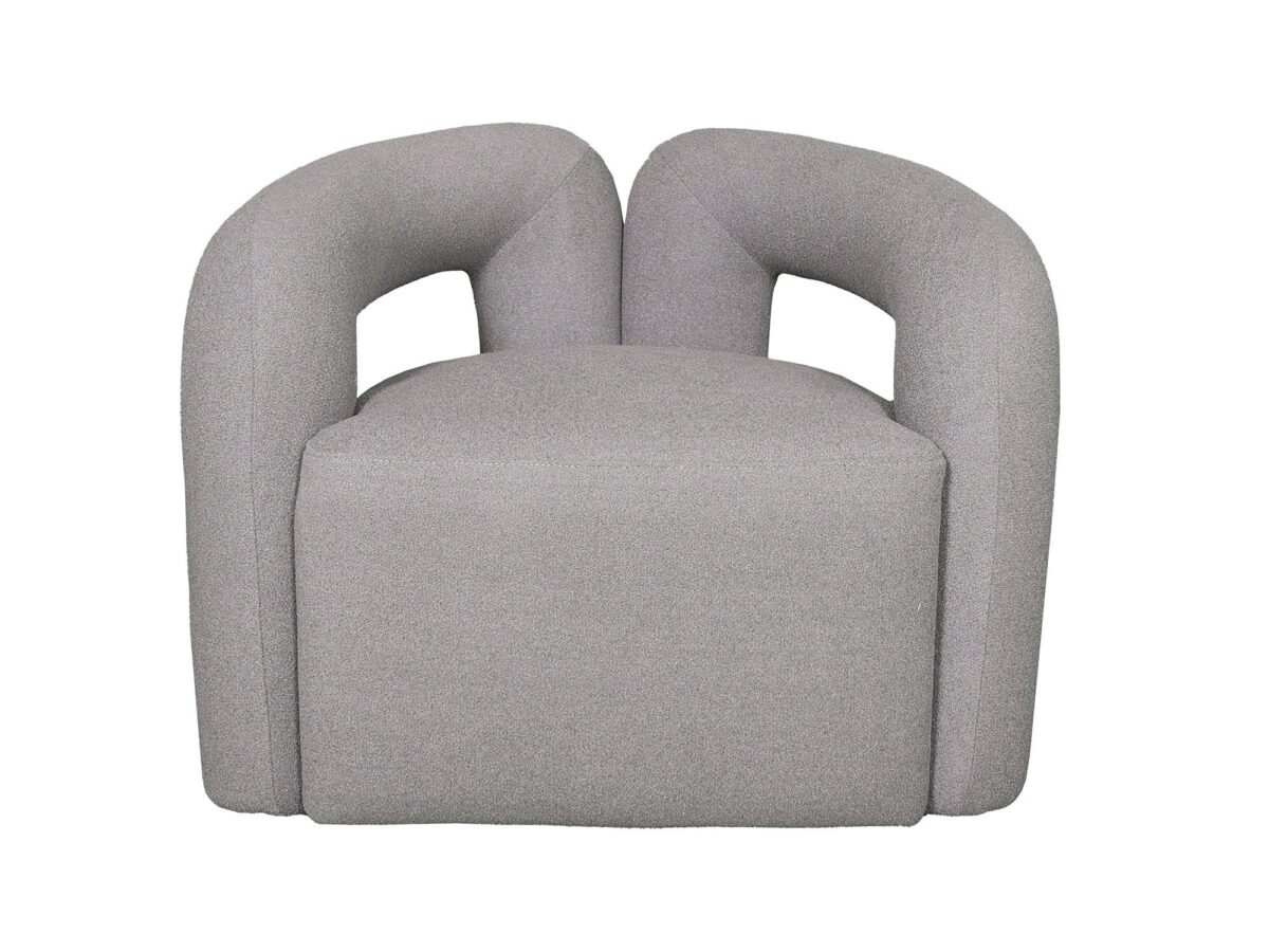 Fotel srebrnoszary z tkaniną boucle i połyskującymi nićmi – Zenith