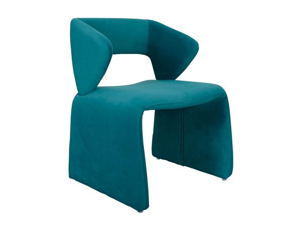 Nowoczesne krzesło tapicerowane w morskim kolorze z welurową tkaniną – Zenith