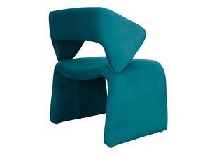Miniaturka 2 - Fotel welurowy turkusowy design z asymetrycznym oparciem