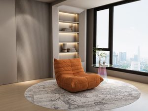 Miniaturka 3 - Pomarańczowy fotel wypoczynkowy w aranżacji nowoczesnego salonu