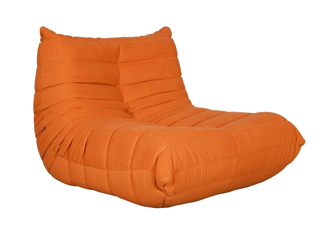 Ikonowy fotel pomarańczowy z poziomym przeszyciem i aksamitną tkaniną – Zenith