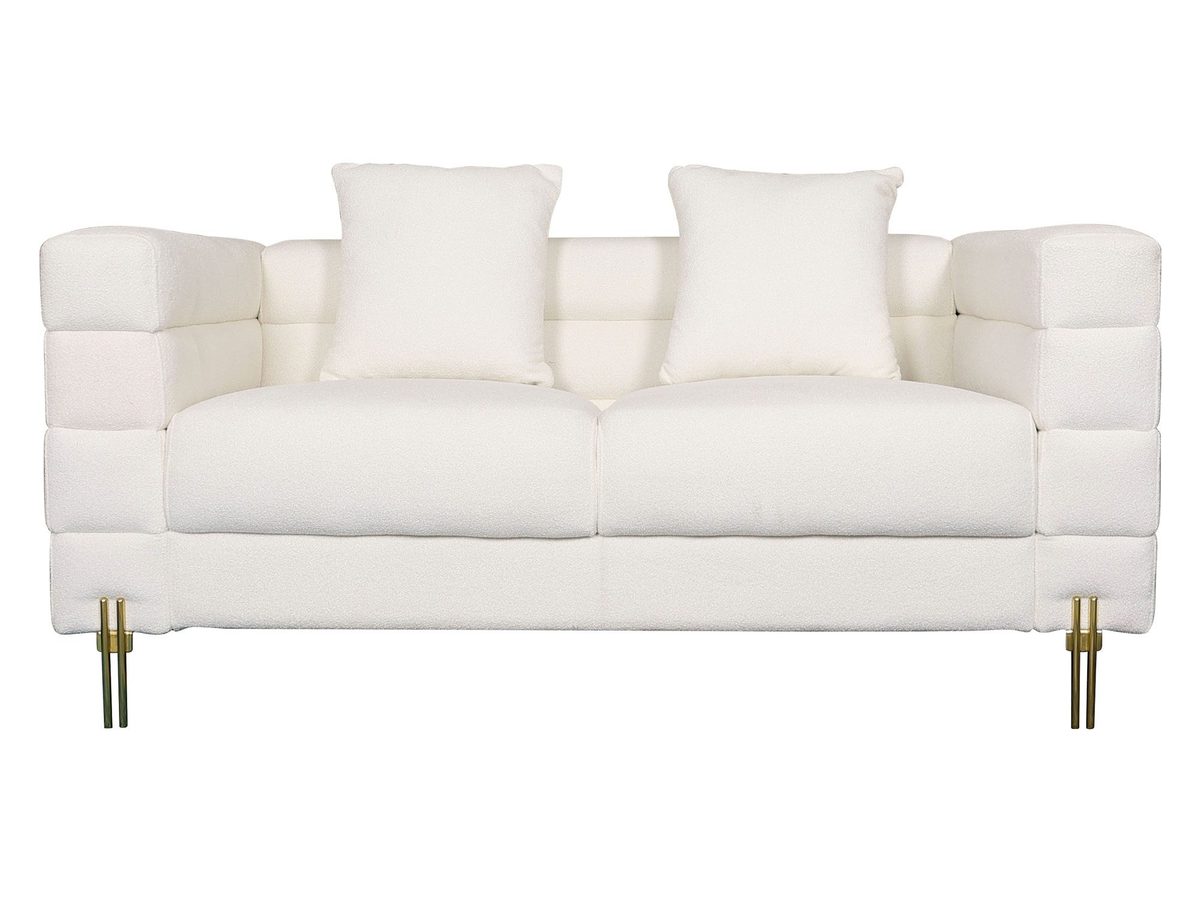 Elegancka dwuosobowa sofa w kolorze białym ecru z tkaniną boucle – Zenith