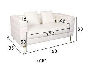 Miniaturka 2 - Biała sofa dwuosobowa z podłokietnikami i poduszkami do eleganckiego salonu