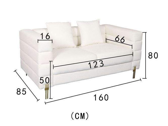 Elegancka dwuosobowa sofa w kolorze białym ecru z tkaniną boucle – Zenith