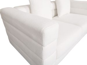 Miniaturka 1 - Biała sofa z miękkimi podłokietnikami, tapicerowana do nowoczesnego wnętrza