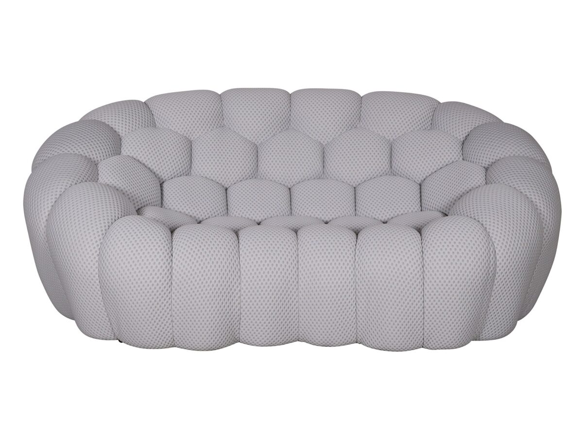 Futurystyczna sofa inspirowana organicznymi kształtami w kolorze szarym – Zenith