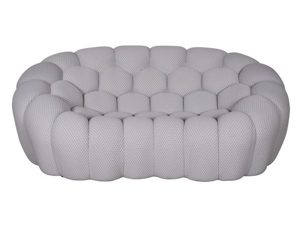 Sofa okrągła w odcieniu szarości z miękką strukturą do pokoju dziennego