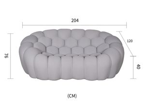 Miniaturka 3 - Szara okrągła sofa o strukturze plastra miodu o nowoczesnym designie