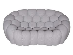 Miniaturka 1 - Szara sofa tapicerowana o fakturze 3D w stylu nowoczesnym