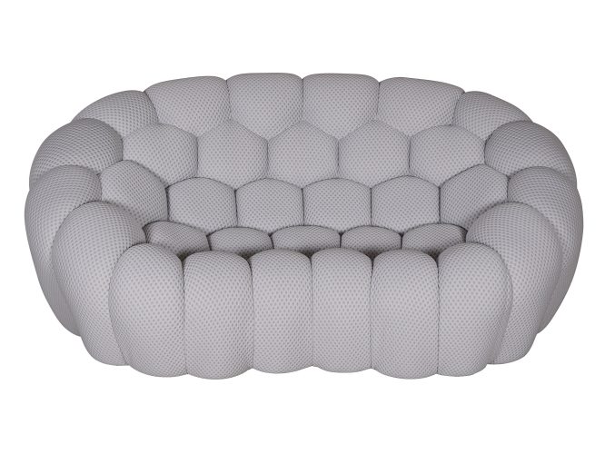Futurystyczna sofa inspirowana organicznymi kształtami w kolorze szarym – Zenith