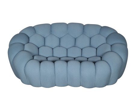 Futurystyczna sofa w kształcie plastra miodu w kolorze błękitno-szarym – Zenith