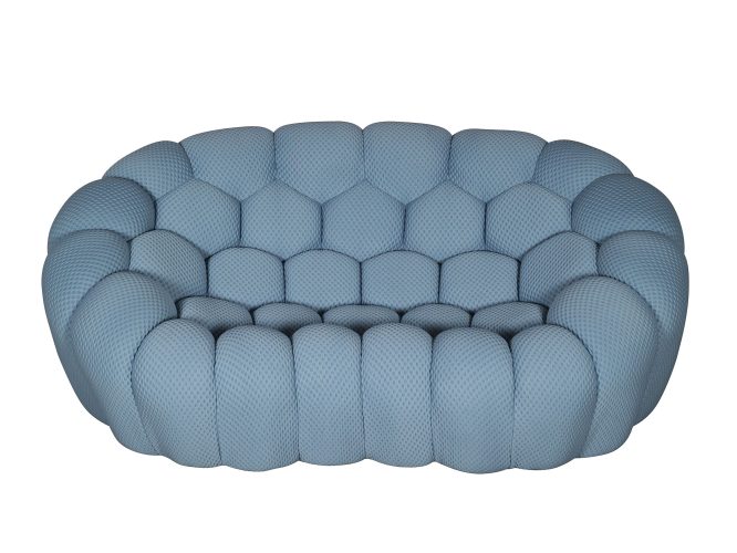 Futurystyczna sofa w kształcie plastra miodu w kolorze błękitno-szarym – Zenith