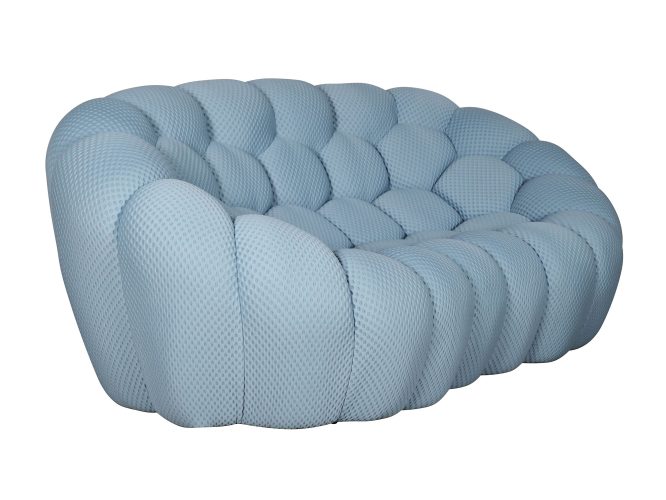 Futurystyczna sofa w kształcie plastra miodu w kolorze błękitno-szarym – Zenith