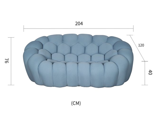 Futurystyczna sofa w kształcie plastra miodu w kolorze błękitno-szarym – Zenith