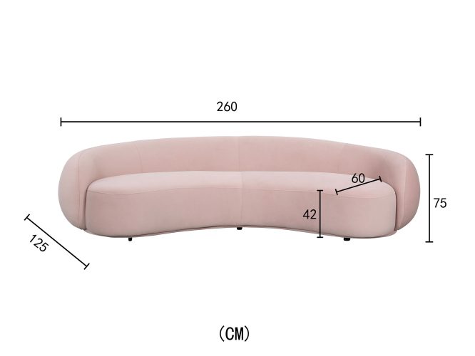 Nowoczesna sofa w stylu Art Deco z pudrowym różem – Zenith