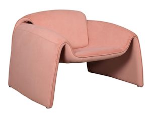 Miniaturka 1 - Fotel tapicerowany w kolorze różowym z welurową tkaniną