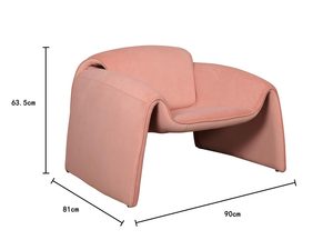 Miniaturka 3 - Różowy brzoskwiniowy fotel z falistym oparciem i nowoczesną konstrukcją