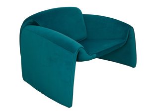 Miniaturka 1 - Fotel welurowy turkusowy z designerskim wycięciem na oparciu