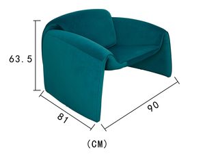 Miniaturka 2 - Turkusowy fotel welurowy z szerokim siedziskiem
