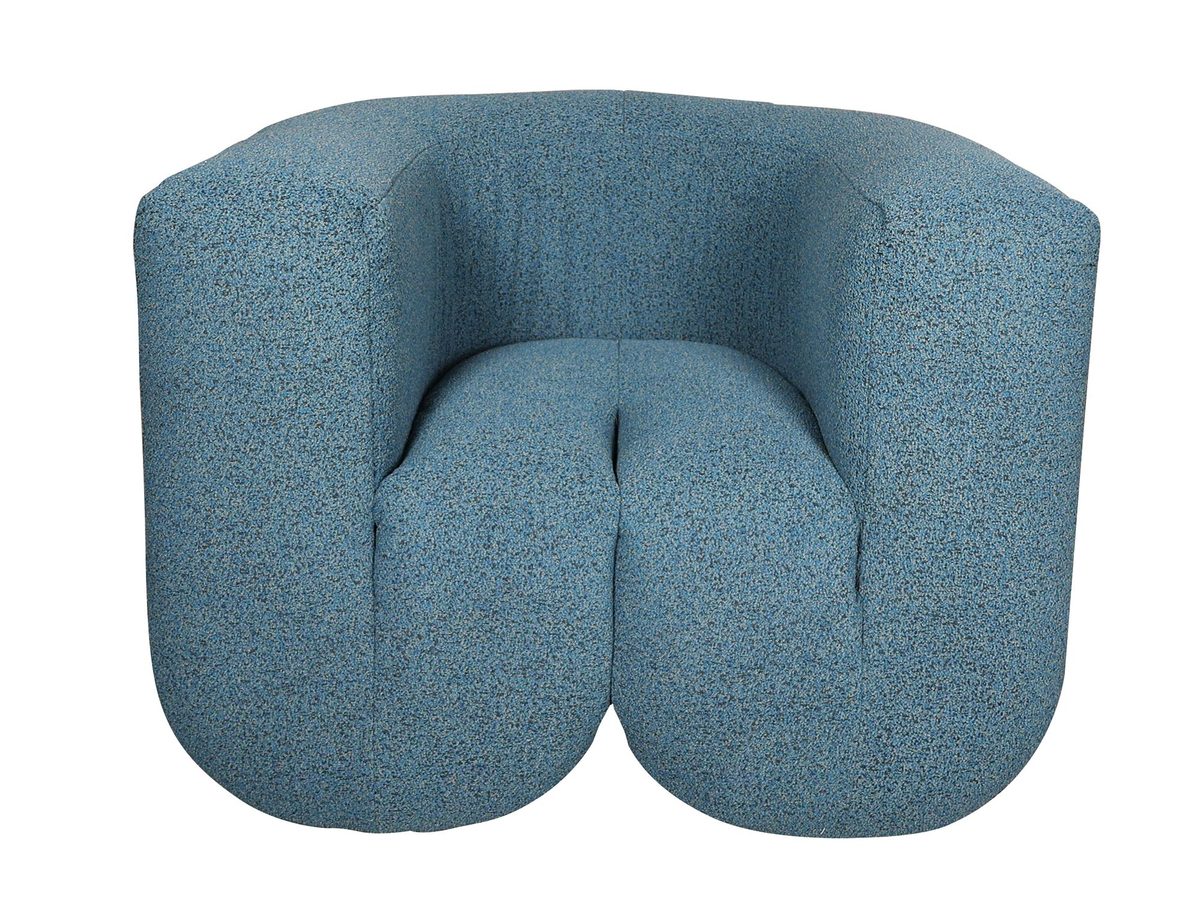 Fotel z konstrukcją łukową w kolorze niebieskim i czarno-szarym szenilem – Zenith