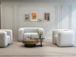 Miniaturka 3 - Salon z białymi sofami i fotelami w nowoczesnym stylu