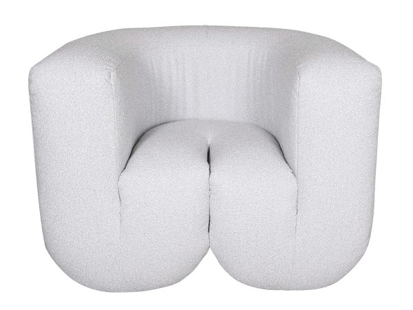 Designerski biały fotel z tkaniny szenilowej do nowoczesnych wnętrz
