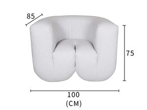 Miniaturka 2 - Biały fotel z miękkiej szenilowej tkaniny