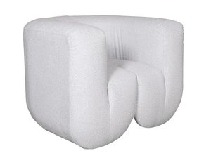 Miniaturka 1 - Fotel nowoczesny biały o zaokrąglonych liniach w kolorze jasnoszarym