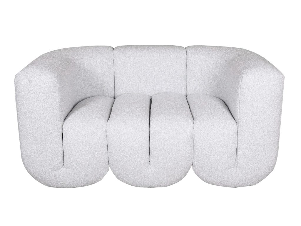 Sofa z konstrukcją łukową i jasnoszarym szenilem – Zenith