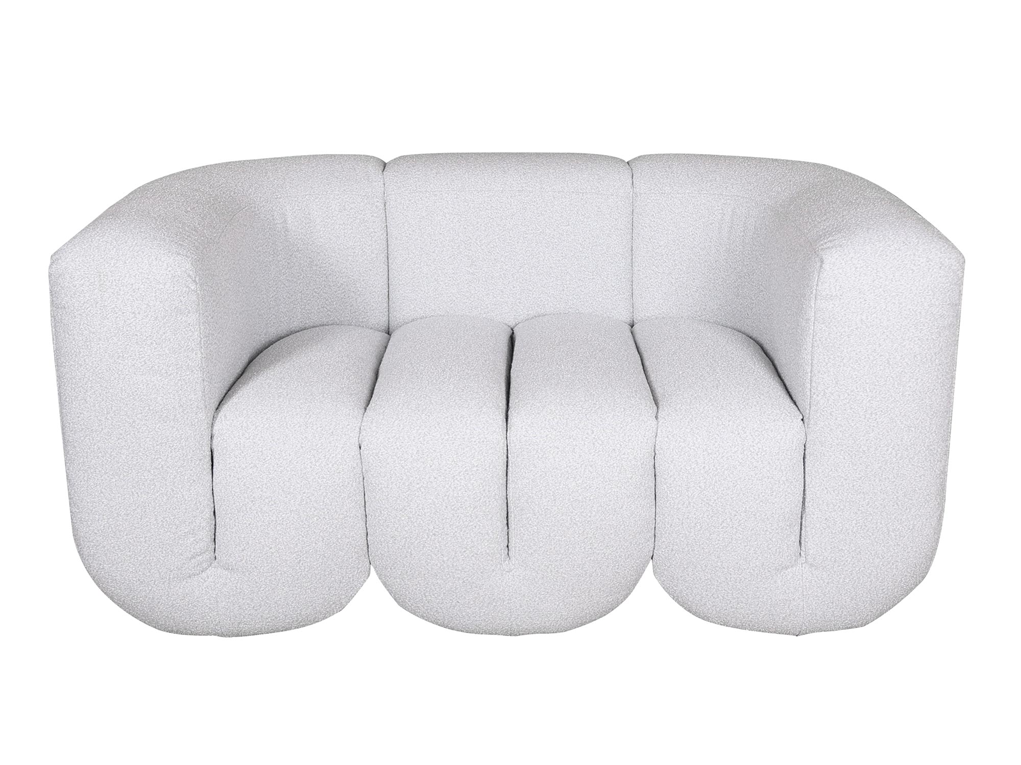 Nowoczesna sofa biała o obłym kształcie w kolorze jasnoszarym Nowoczesna sofa biała o obłym kształcie w kolorze jasnoszarym