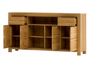 Miniaturka 3 - Drewniana komoda z otwartymi wnękami i szufladami