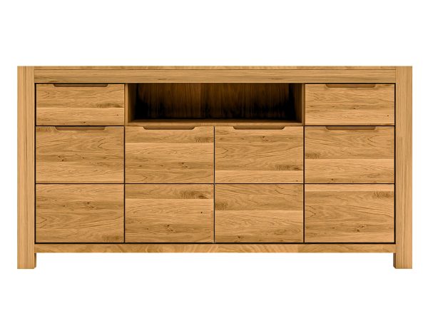 Komoda z otwartą częścią środkową i bocznymi szufladami