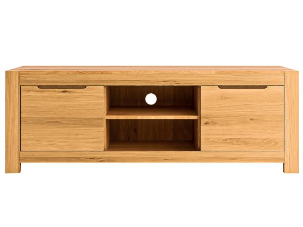 Szafka RTV z dwiema otwartymi półkami i szeroką szufladą