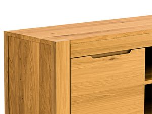 Miniaturka 5 - Zbliżenie na narożnik szafki RTV z litego drewna