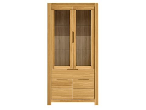 Witryna z dwuskrzydłowymi przeszkleniami i dolnymi szufladami