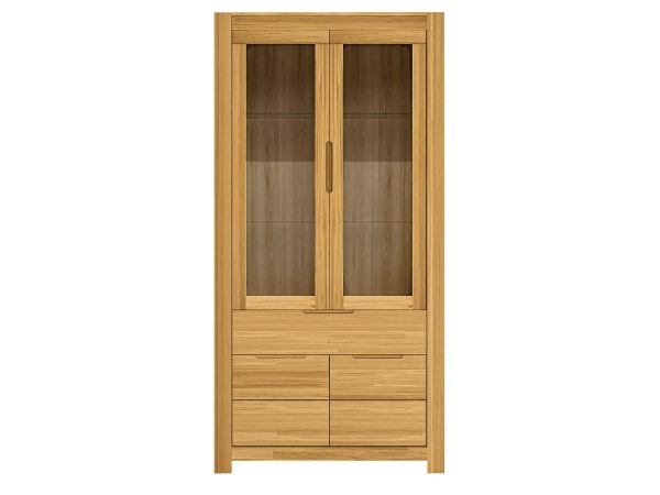 Witryna z dwuskrzydłowymi przeszkleniami i dolnymi szufladami