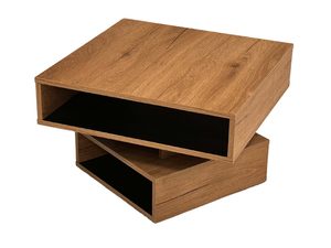 Miniaturka 4 - Stolik kawowy dębowy obrotowy z półkami widok główny