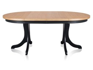 Miniaturka 1 - Stół owalny rozkładany dębowy na dwóch czarnych nogach