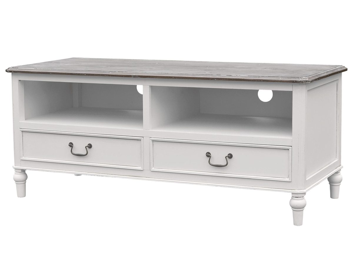 Komoda RTV prowansalska z ciemnobrązowym blatem – Citta