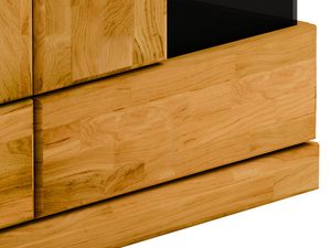 Miniaturka 4 - Zbliżenie na narożnik szafki RTV z czarnym szkłem