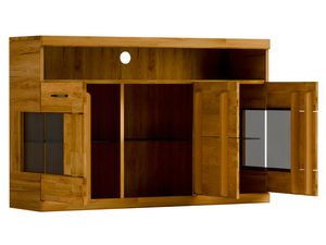 Miniaturka 2 - Drewniana szafka RTV z przeszkleniem i wnęką