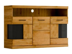 Miniaturka 1 - Nowoczesna szafka RTV z czarnymi szybami i wnęką