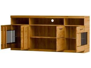 Miniaturka 3 - Szafka RTV z szerokim blatem, czarną wnęką i uchwytami