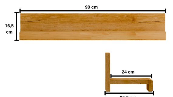 Miniaturka 3 - Zestaw Półek Dębowych 90 cm – Avero 25