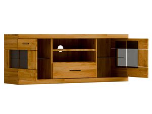 Miniaturka 2 - Szafka RTV z szerokimi frontami, czarną wnęką i półką