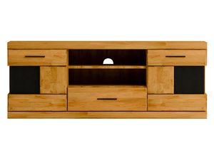 Miniaturka 9 - Długi mebel RTV z drzwiami i półką na sprzęt
