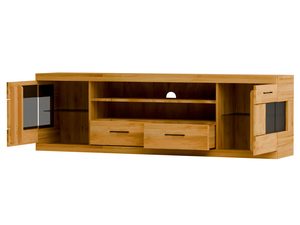 Miniaturka 3 - Witryna RTV z szufladami, otwartą półką i przeszklonymi bokami